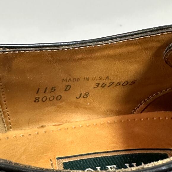 VERY GOOD Cole Haan Derby Blucher Cap Toe Black Calf Made in Maine USA 11.5 - Picture 9 of 12